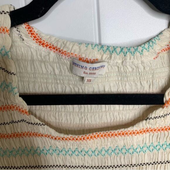 Opening Ceremony smocked ruffle hem short sleeves spring dress XS wedding guest - Picture 3 of 6